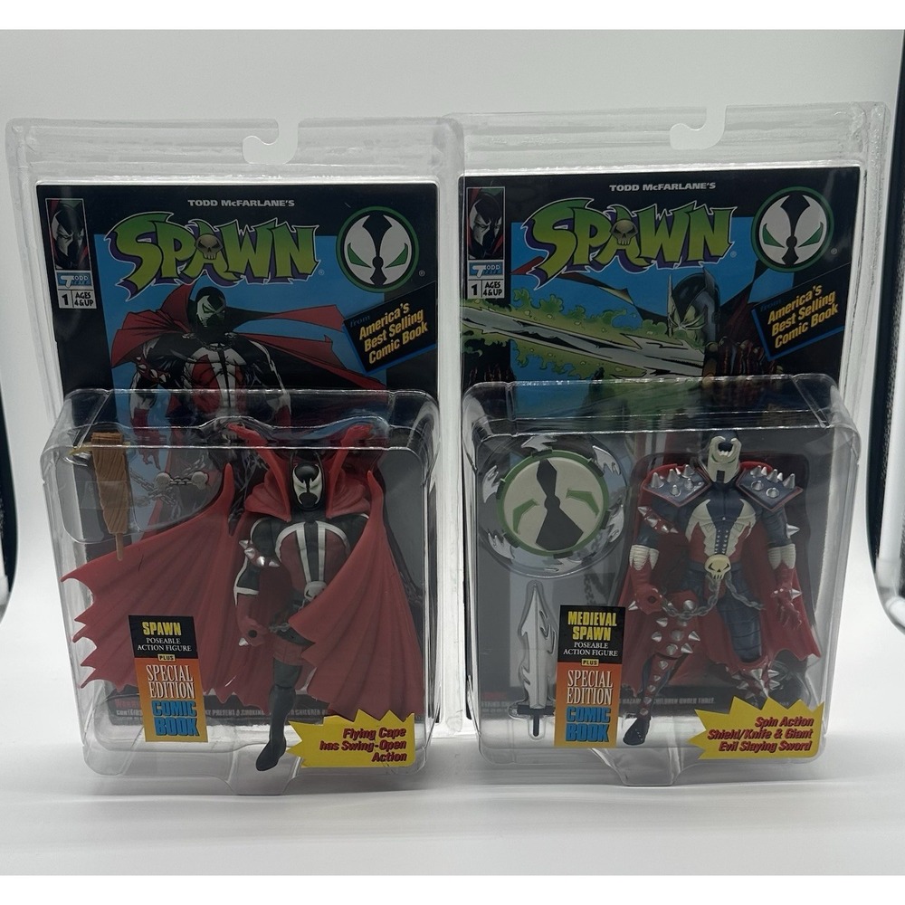 1994 MCFARLANE'S SPAWN SERIES 1 MEDIEVAL SPAWN + MASKED FLYING CAPE NEW SEALED